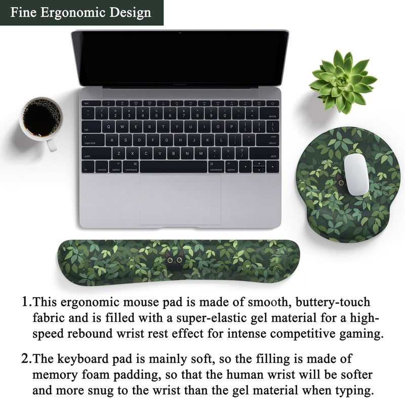 Mechanical Cattle Cute Ergonomic Green Mouse Pad Cat Wrist Support,[ 20% Larger] Wrist Rest Gel Anime Kawaii 3D Green Office Plants Mouse Pads, Keyboards Silicon Wrist Pad,Pain Relief,Game Work Study Home Office. - Image 3